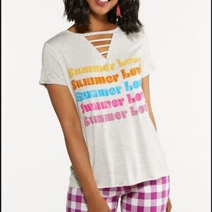 Cato •Summer Lovin• Heather gray graphic tshirt. Size 18/20W